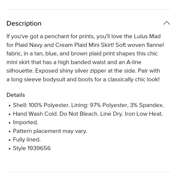 Lulus Mini Skirt XL Mad For Plaid Soft Flannel Lined Side Zip Cream Navy - Picture 9 of 9